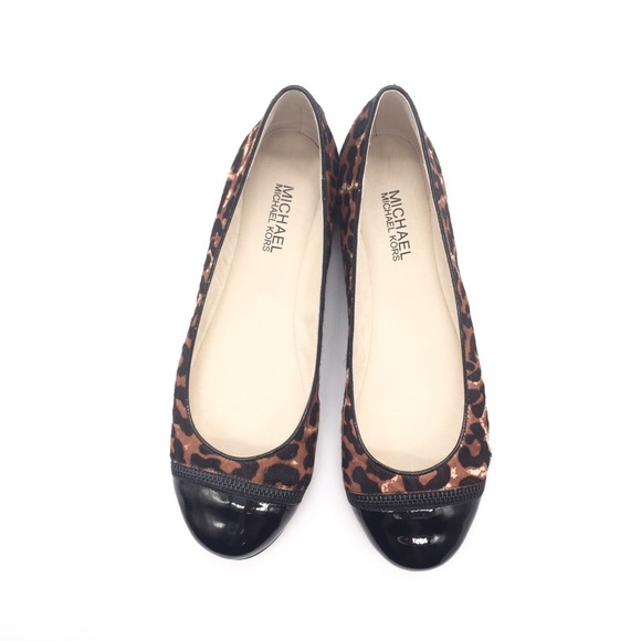 MICHAEL KORS Animal Print Calf Hair Leather Cap Toe Ballet Flats - Picture 13 of 15